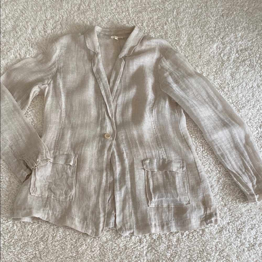 Eileen Fisher Tan Linen Blazer